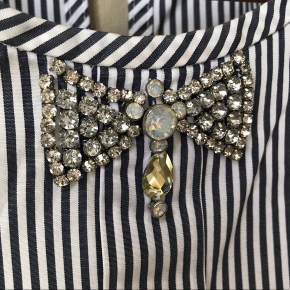 J.Crew Jeweled Stripe Bow Top Size 2 - Picture 3 of 5